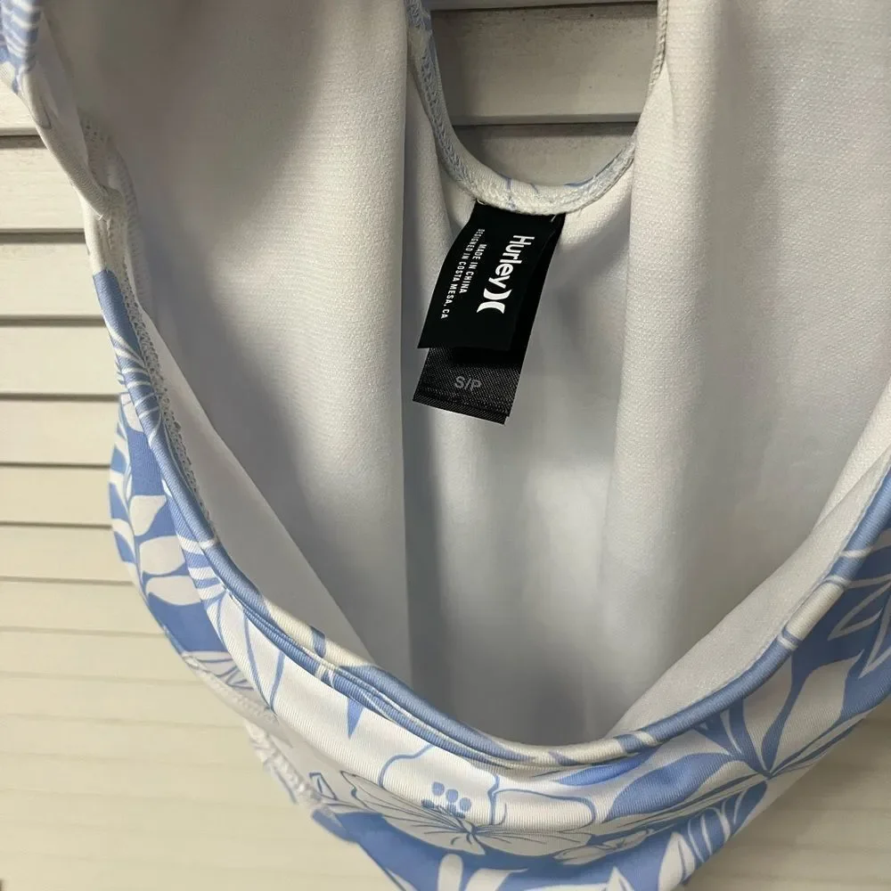 Hurley Blue and White Floral Kids One Piece Swimsuit